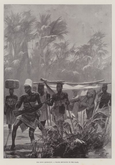 海岸に戻る貿易商、ベナン遠征 作： Richard Caton Woodville junior